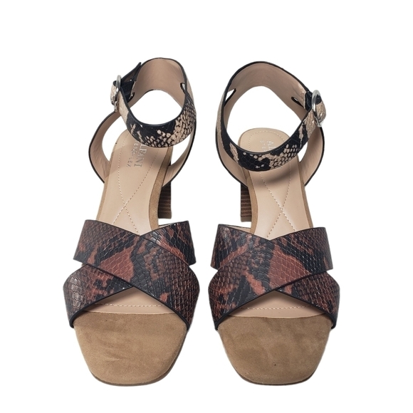 Alfani Irinna Brown Snakeprint Open Toe Buckle Ankle Strap Sandals Sz 8M - Picture 2 of 10